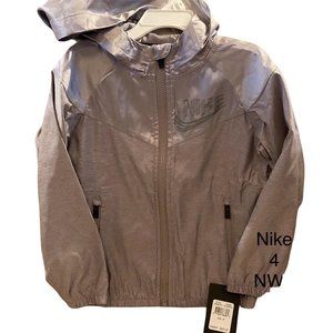 Nike grey wind breaker jacket boys girls unisex Kids size 4 NWT